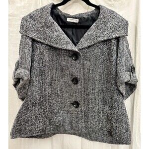 EUC VTG Coldwater Creek Cocoon Jacket Dolman Sleeve Lagenlook Tweed Chic